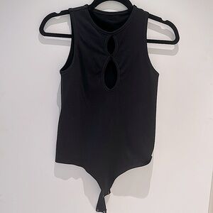 Black Double Peephole Bodysuit